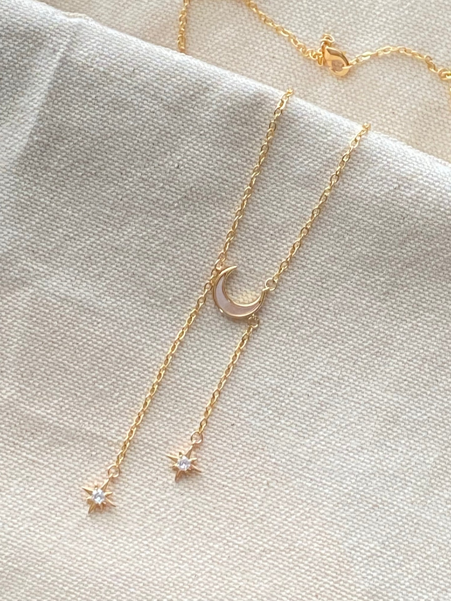 Shell Moon & Stars gold filled necklace