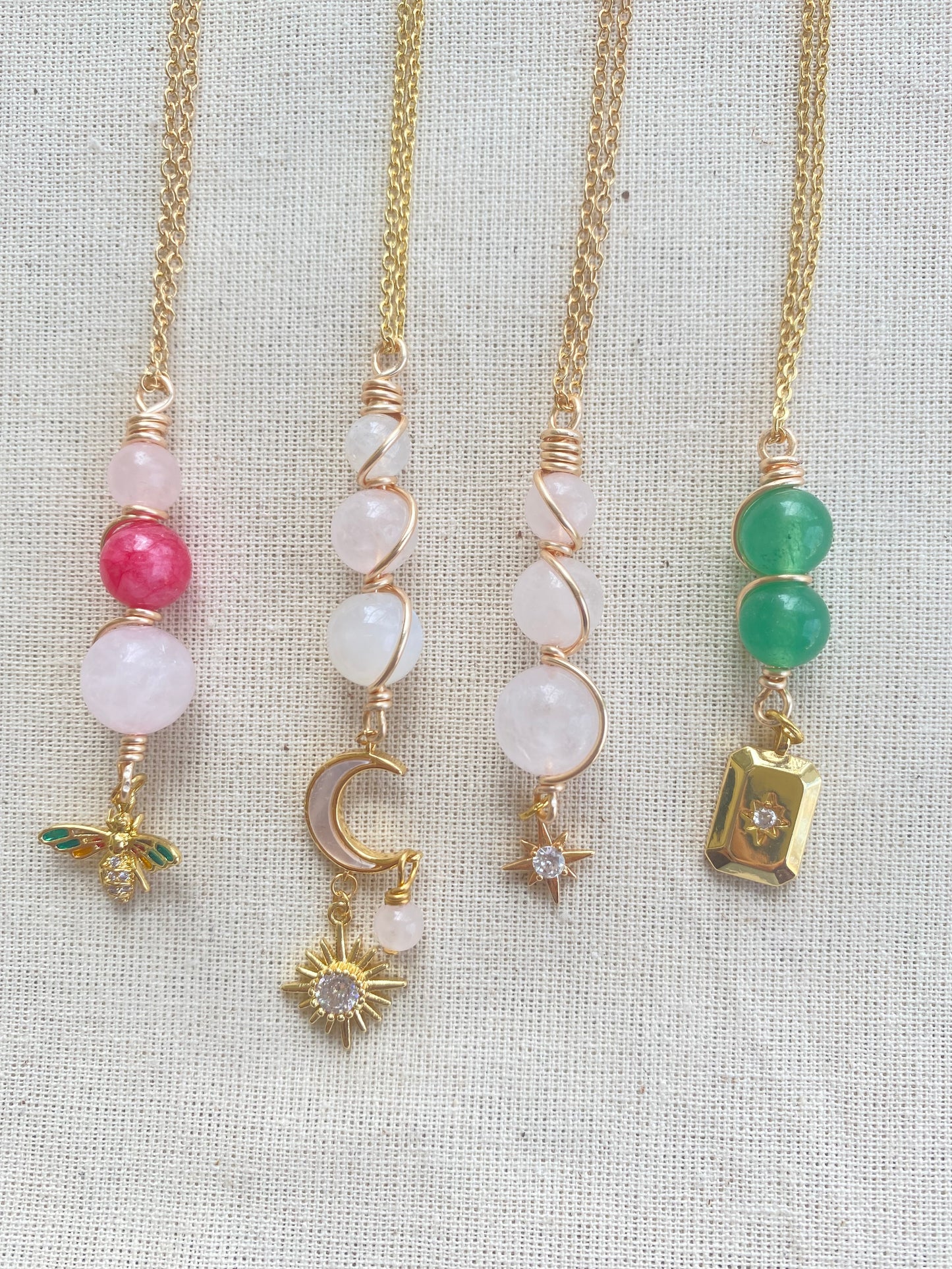 Anya Moonstone & Rose shell moon necklace