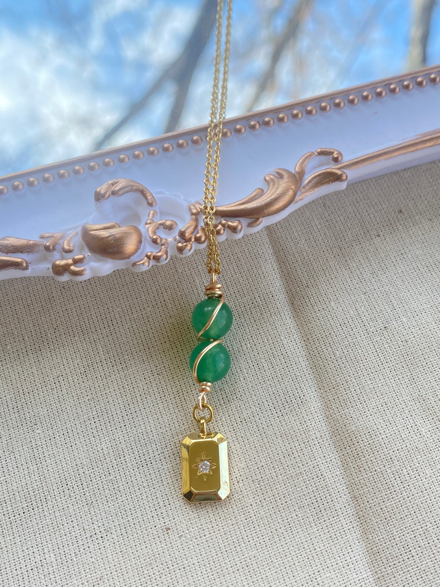 Gia Aventurine star necklace