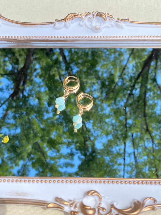 Ocean Mint Sand huggie earrings