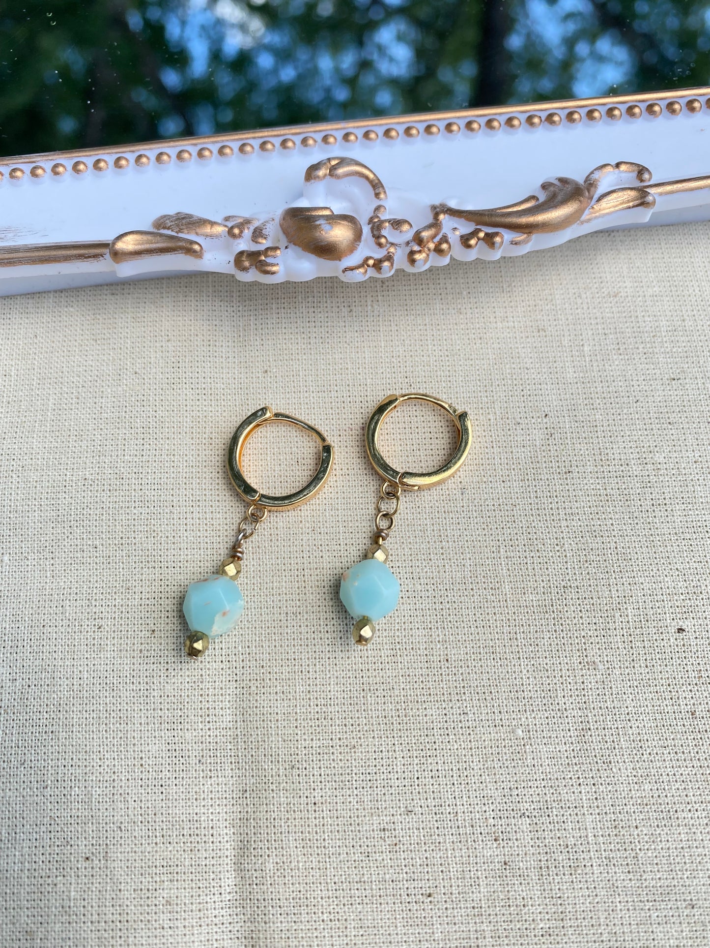 Ocean Mint Sand huggie earrings