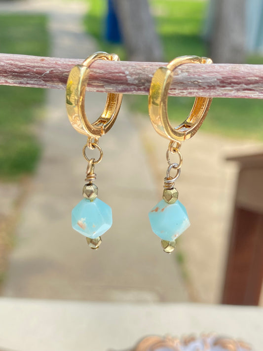 Ocean Mint Sand huggie earrings