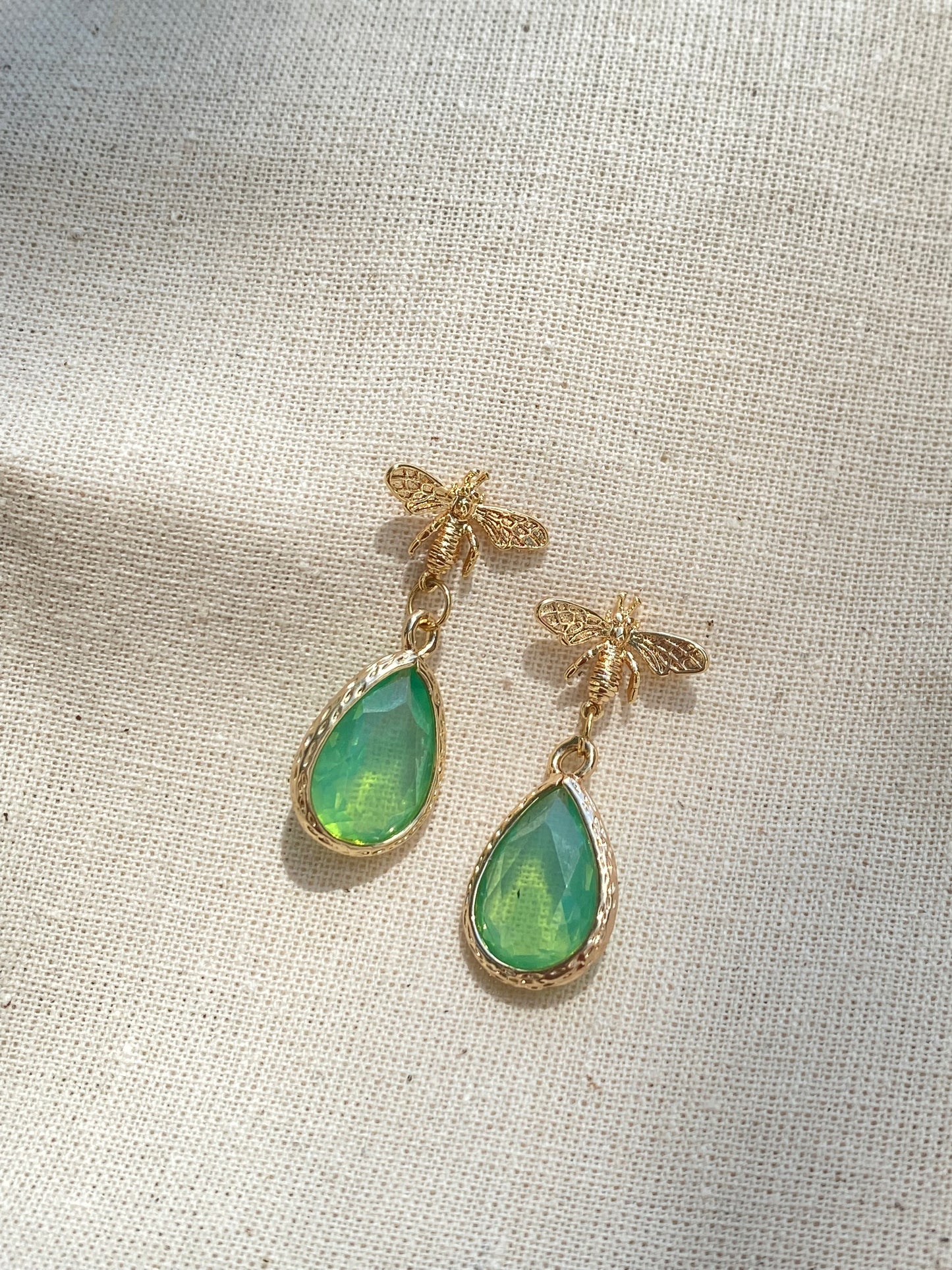 Aqua Green Bee stud earrings