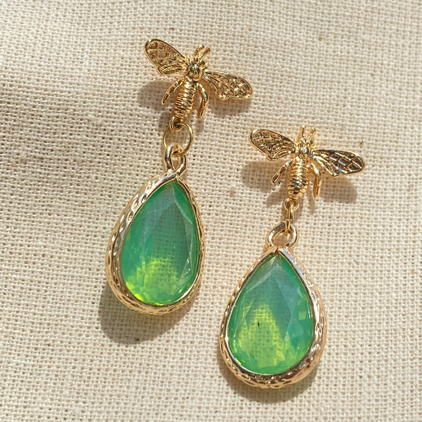 Aqua Green Bee stud earrings