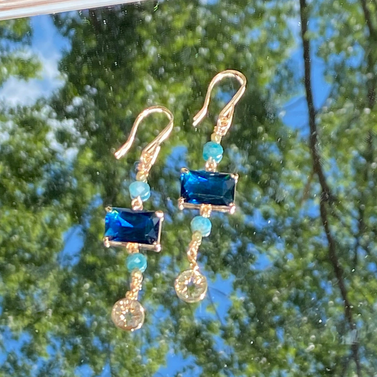 Peacock Blue Sea Glass earrings