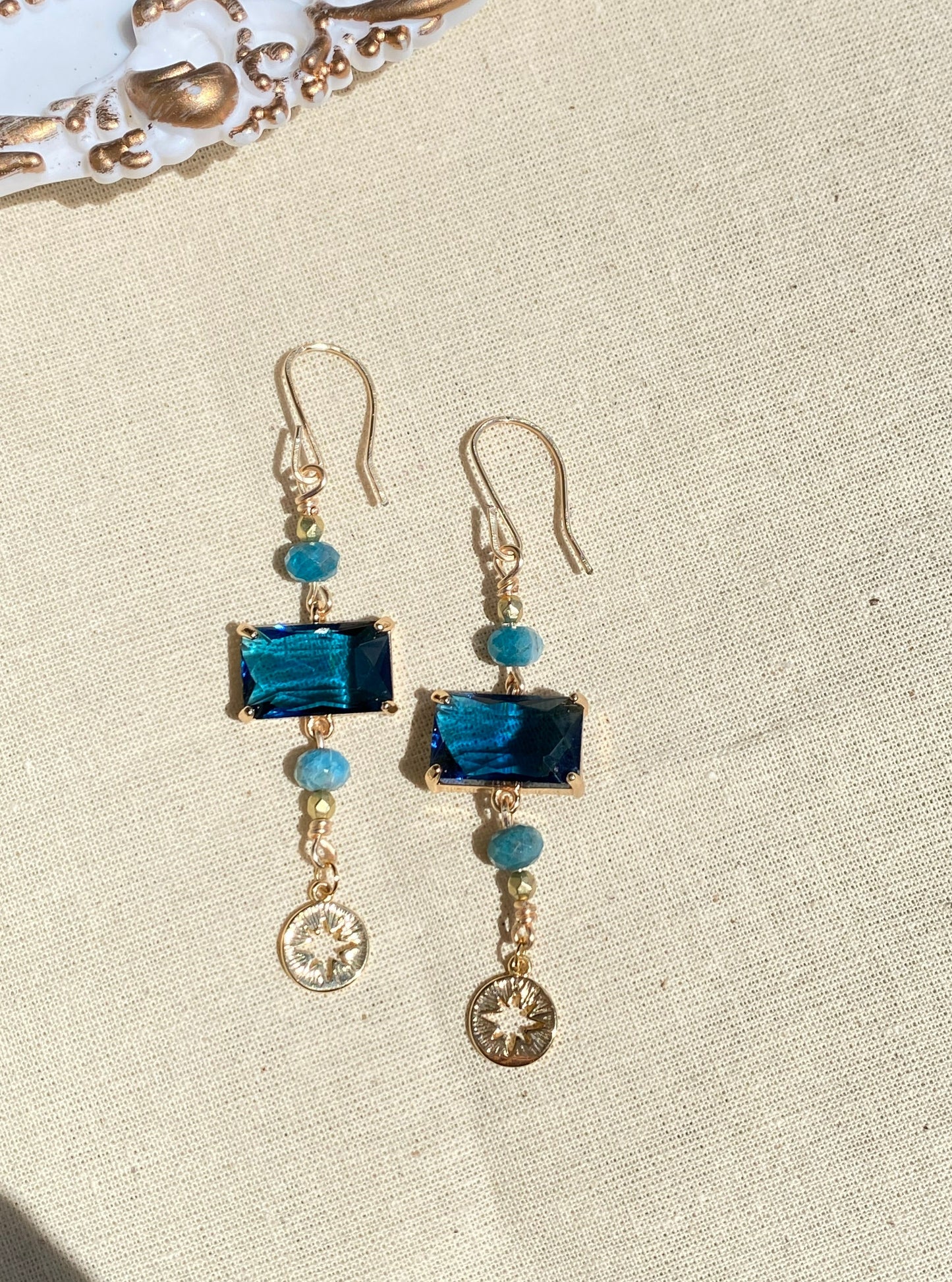 Peacock Blue Sea Glass earrings