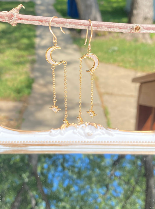 Under The Stars & Moon dangle earrings