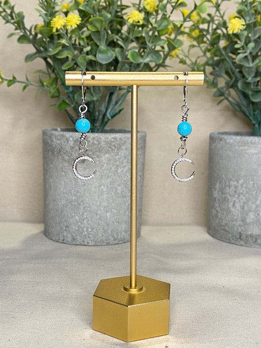 Turquoise Moon silver earrings