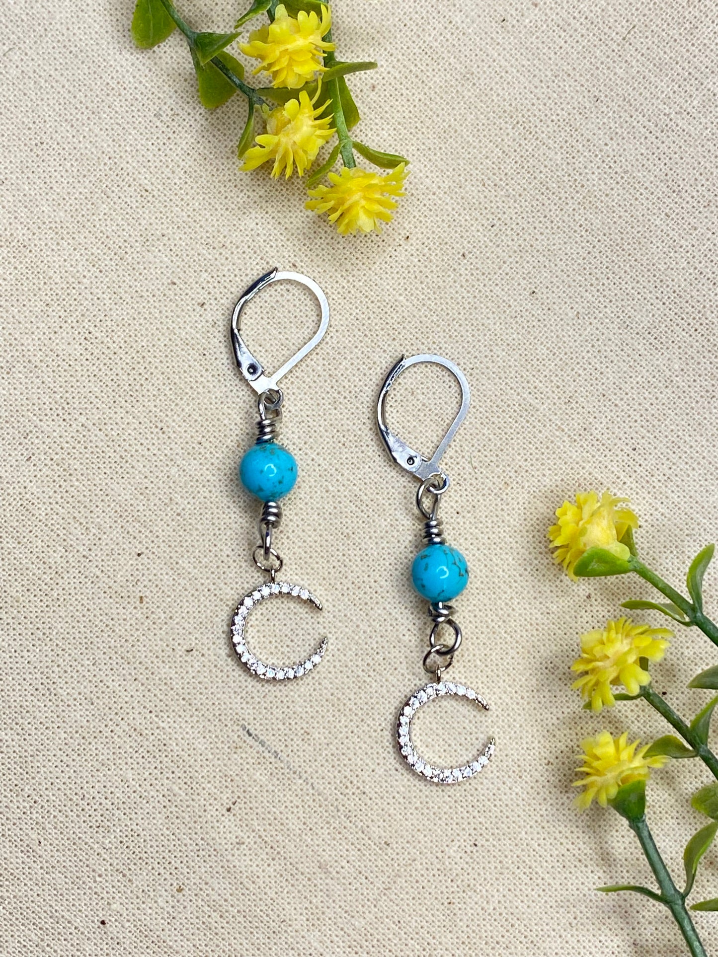 Turquoise Moon silver earrings