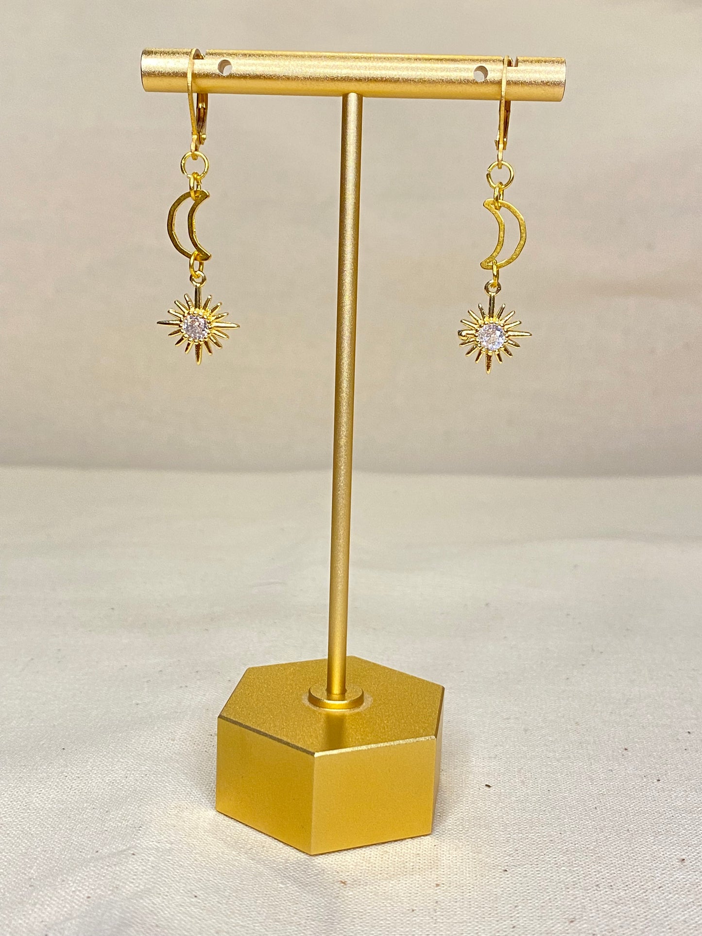 Moon & Star gold earrings