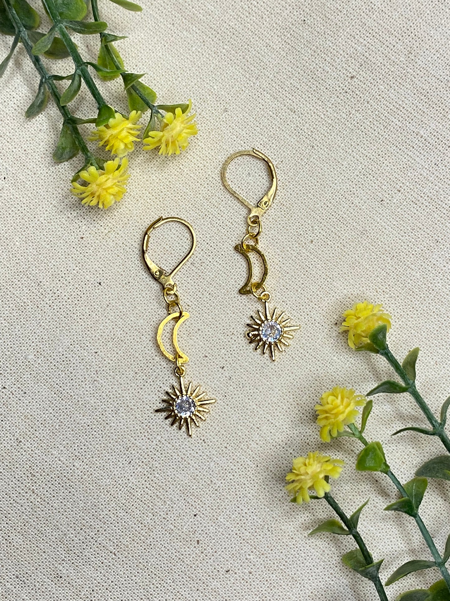 Moon & Star gold earrings