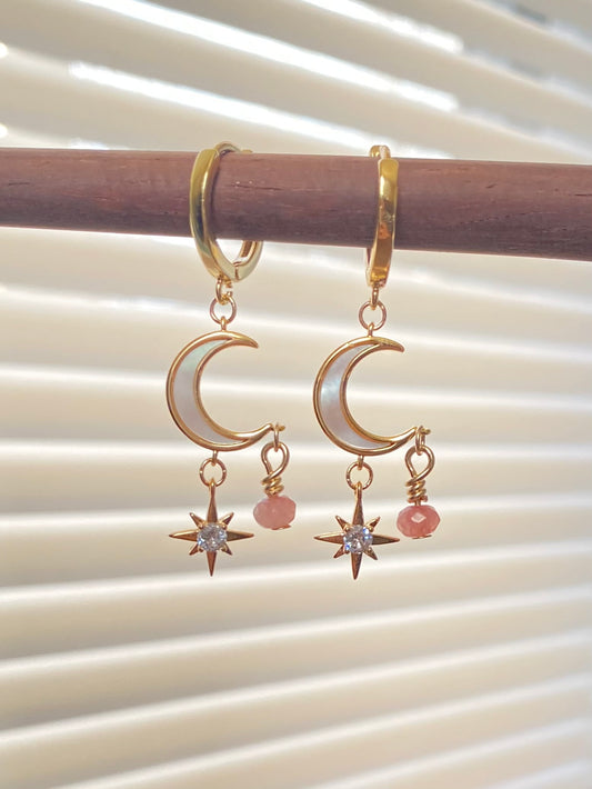 Moon Huggs Star gold filled earrings