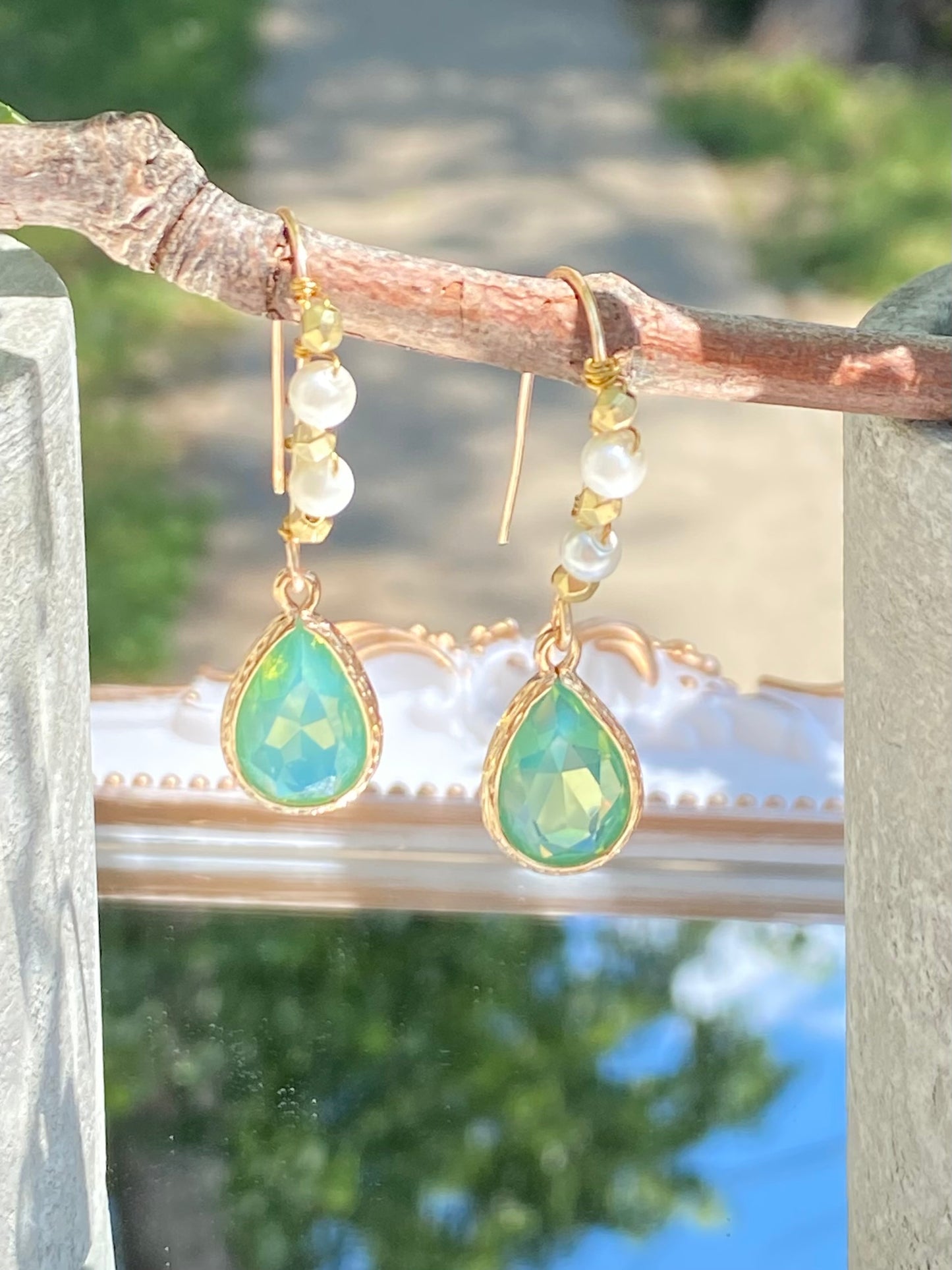 Glass Pearls in the Aqua earrings