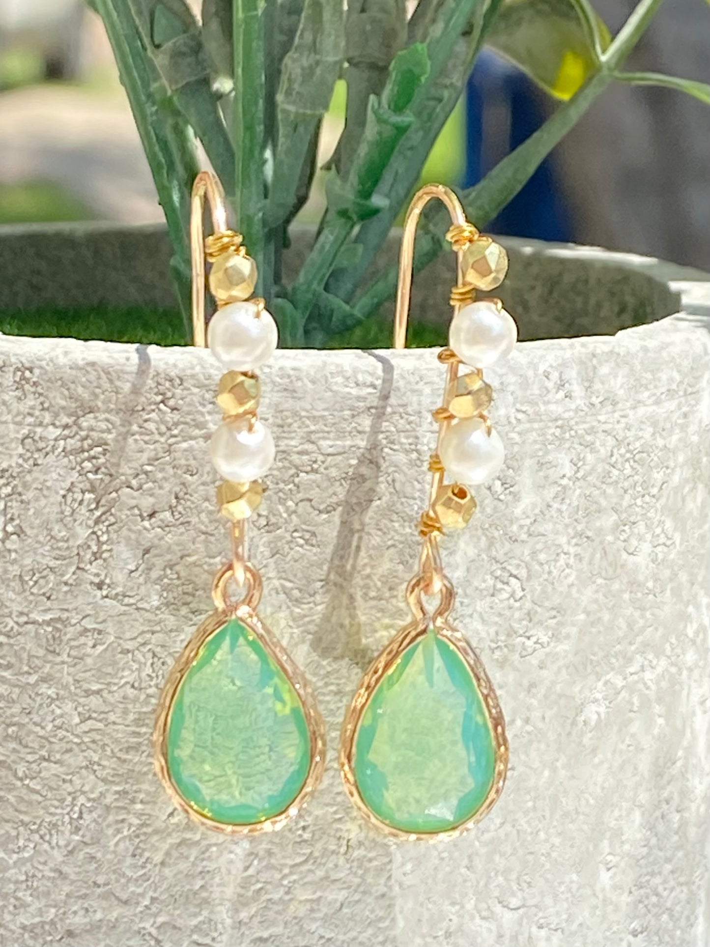 Glass Pearls in the Aqua earrings