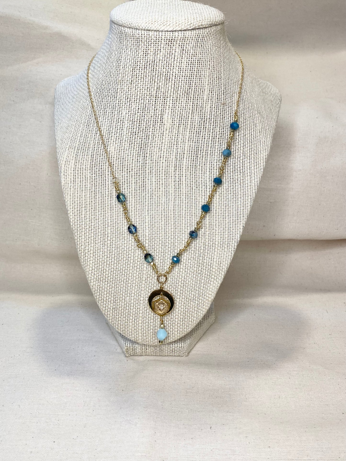 Jasper Moon & Star gold plated necklace 18"