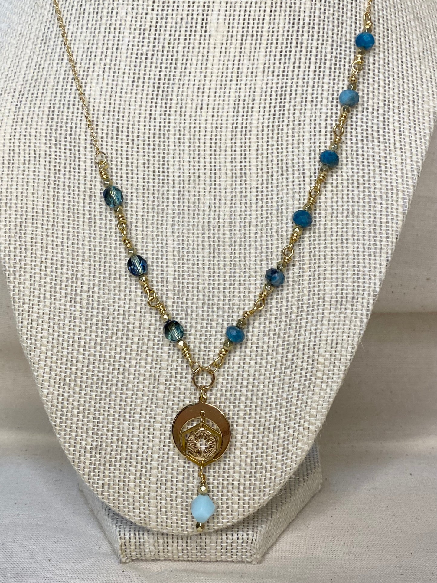 Jasper Moon & Star gold plated necklace 18"