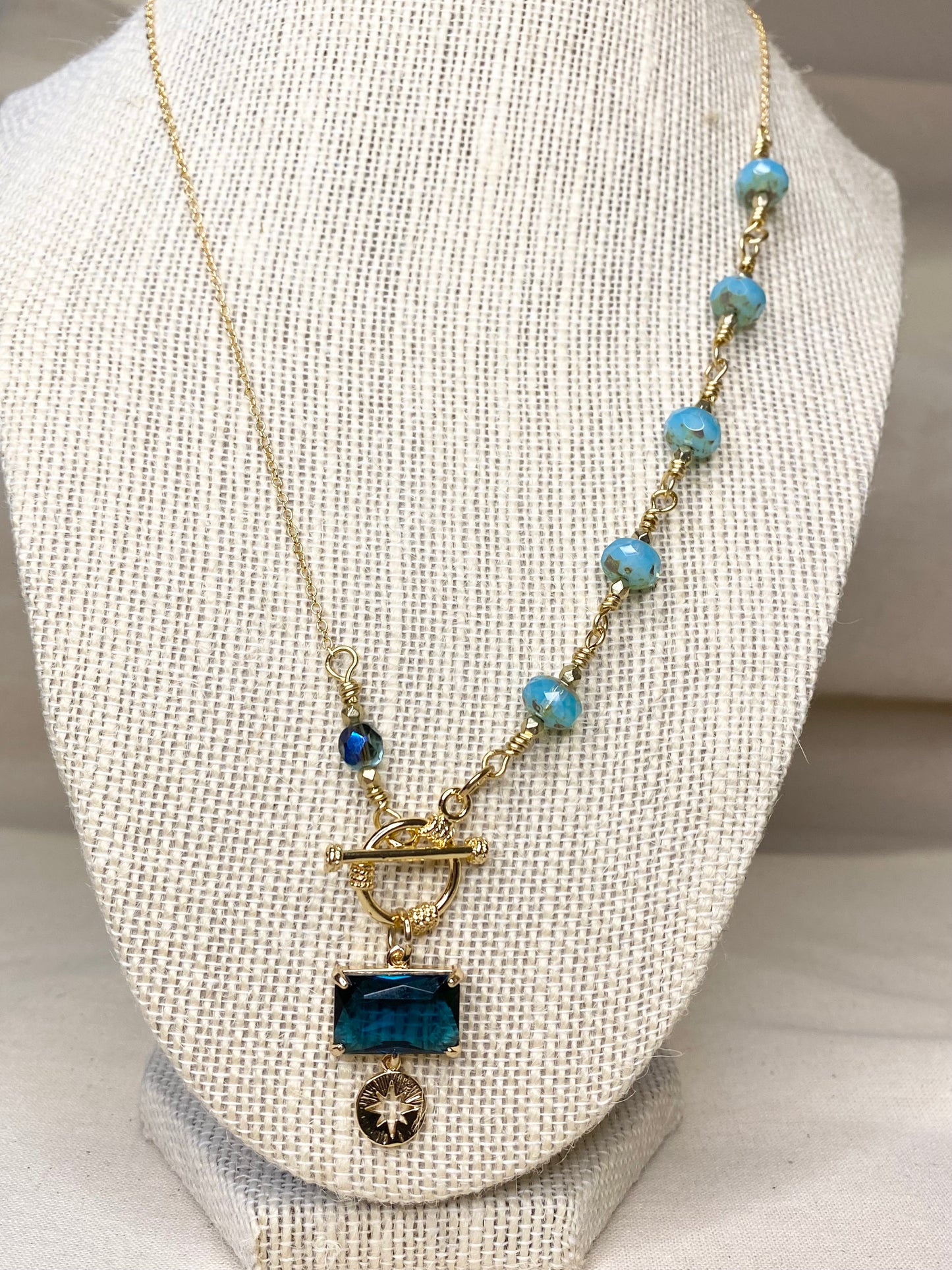 Toggle Blue Star gold plated necklace